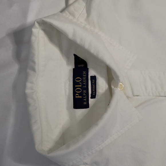 Polo Ralph Lauren White Spellout Classic L/S Button Down Large Oxford - Picture 3 of 5